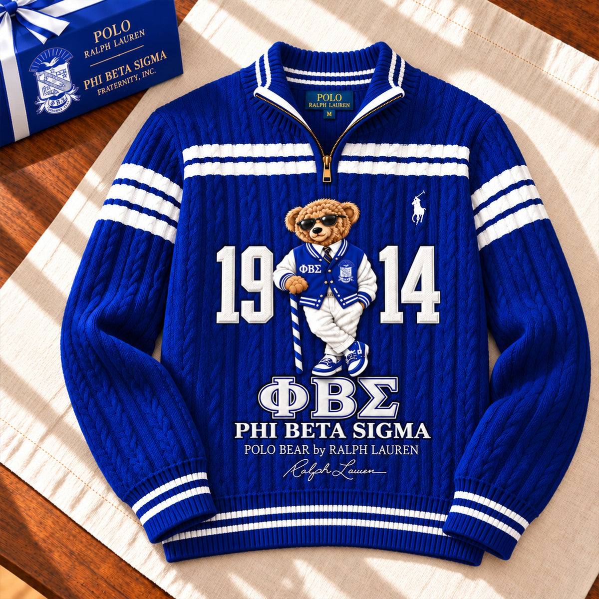 Premium Varsity Cable-Knit Quarter-Zip Sweater ALK YPT PBS 3010261
