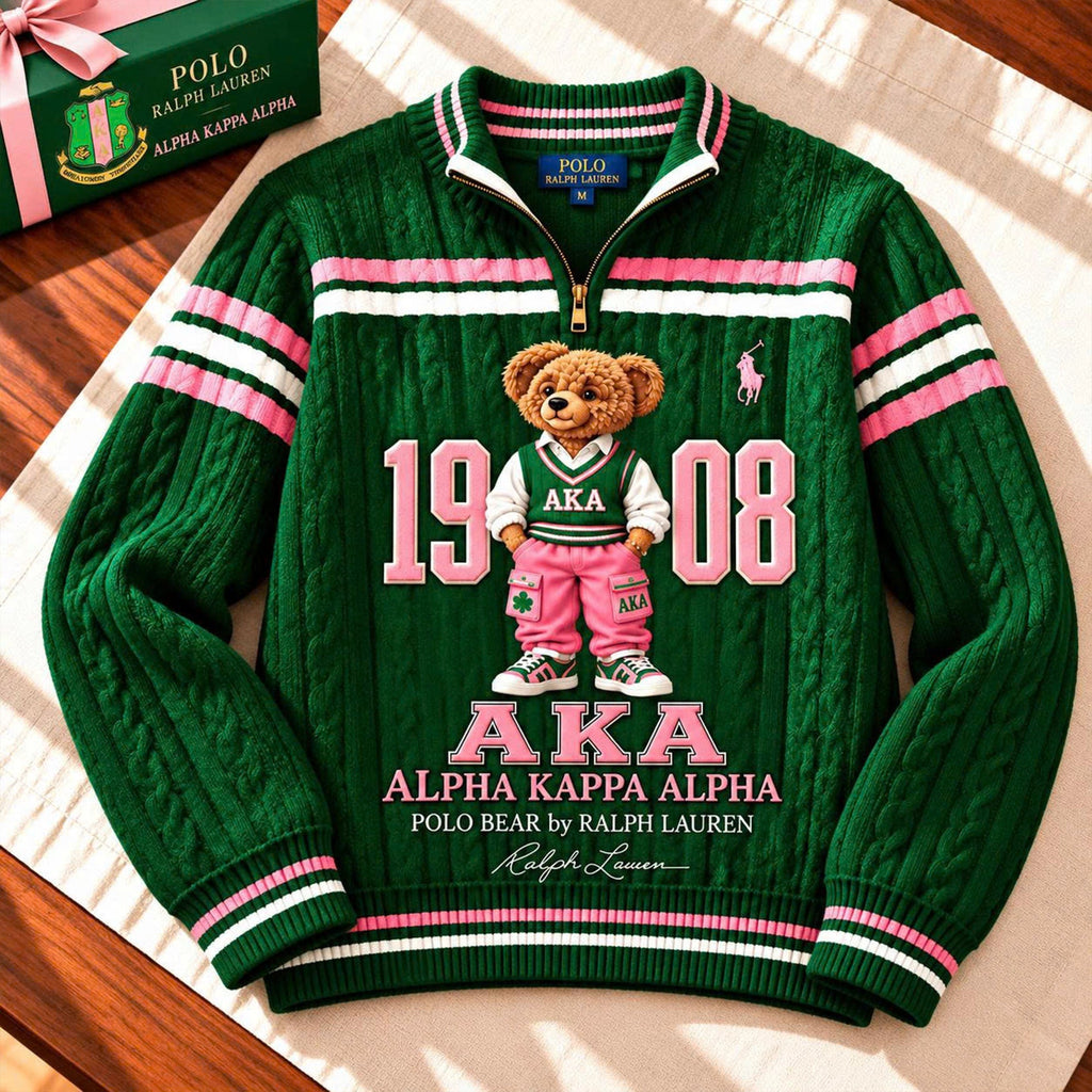 Premium Varsity Cable-Knit Quarter-Zip Sweater ALK YPT AKA 3010262