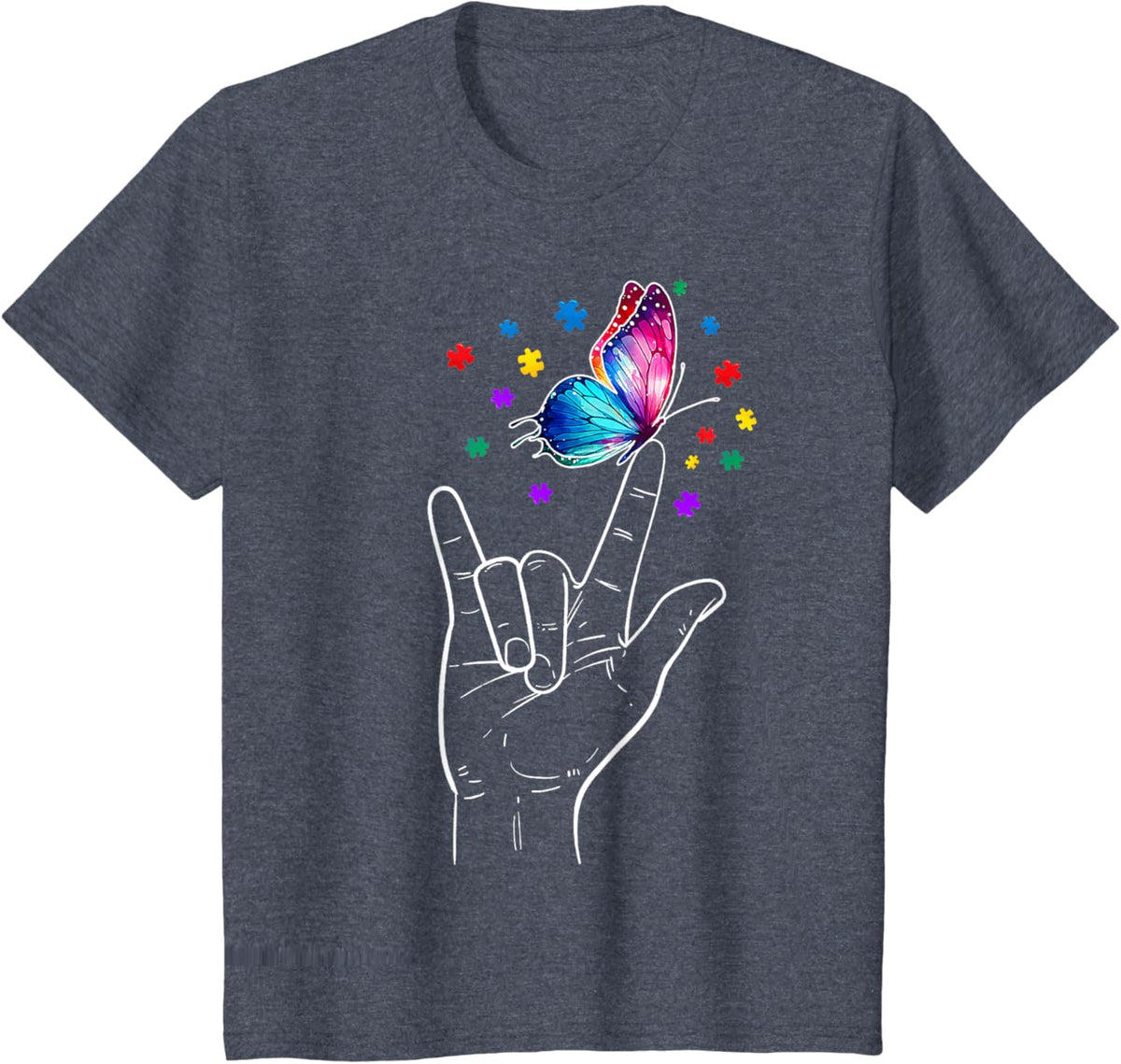 I Love You Hand Sign Language Butterfly Autism Awareness